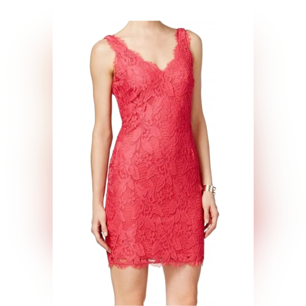 Adrianna Papell pink lace sheath dress